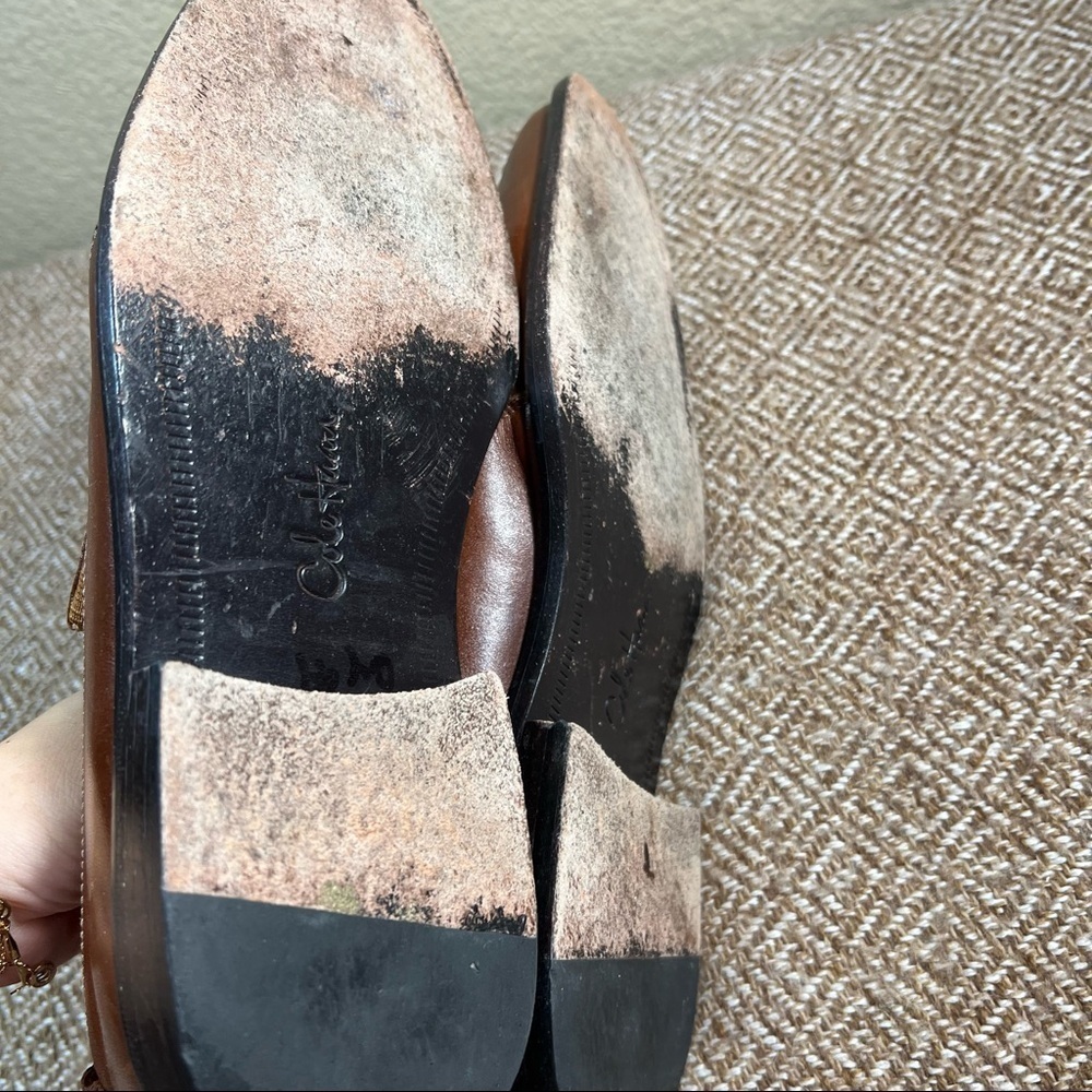 Cole Haan Mens Brown Leather Apron Toe Slip On Loafer Shoes Sz 9M Work Luxury - Picture 3 of 9